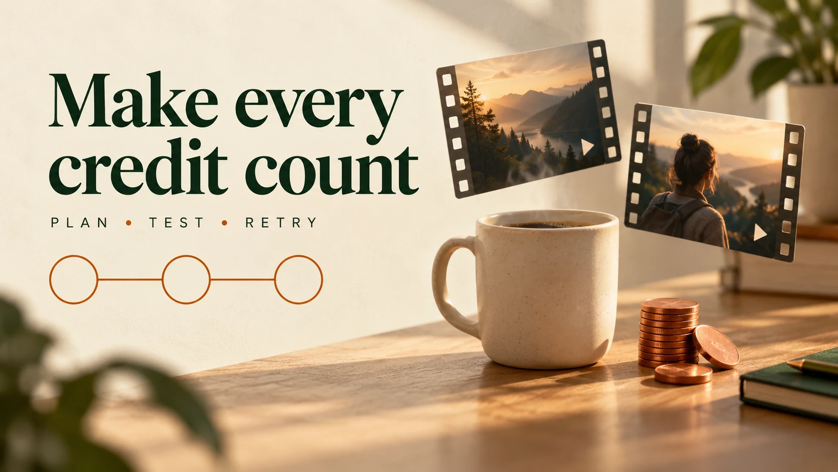Make every credit count with film frames, a coffee scene and a small stack of tokens