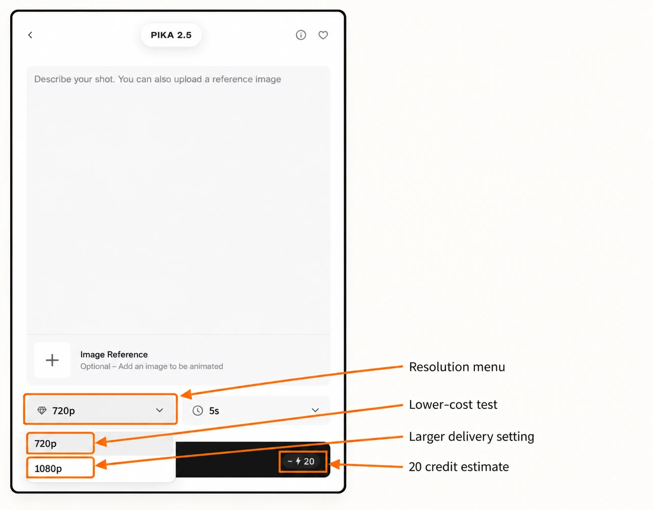 Annotated 720p and 1080p resolution menu