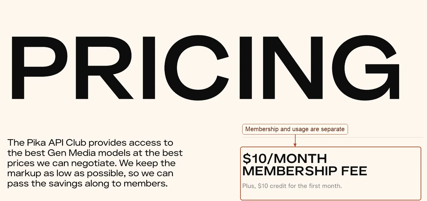 API Club pricing page highlighting the monthly membership fee and first-month credit