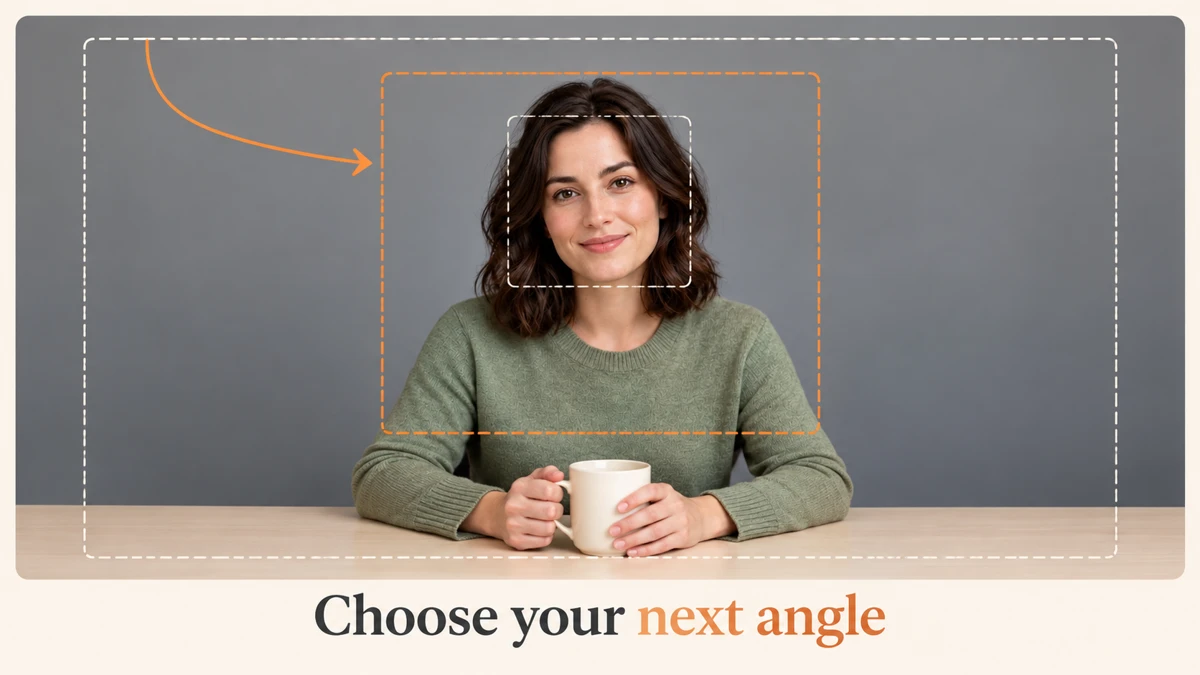 Camera crop guides around our portrait clip with the hook Choose your next angle