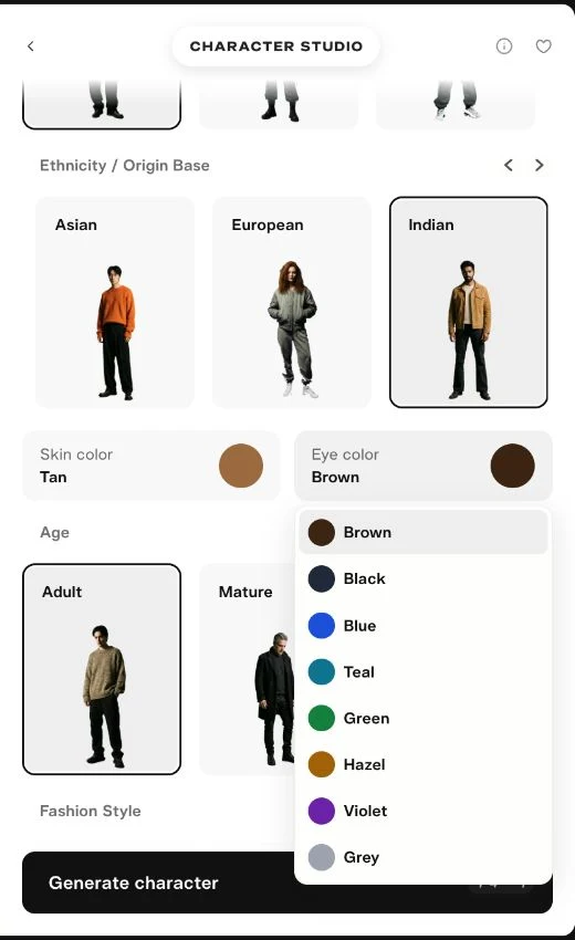 Real eye-color menu