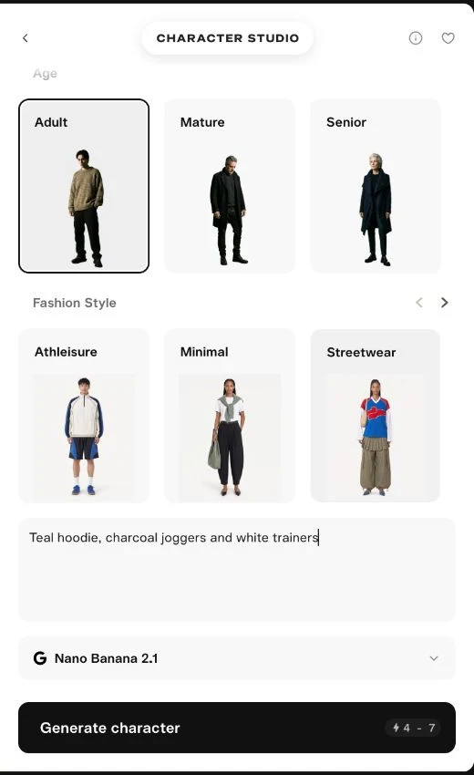 Actual Jordan Runner trait input scrolled to age and clothing