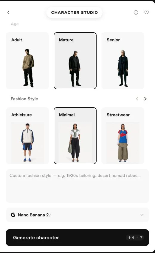 Preset-only Omar form with empty custom outfit before correction