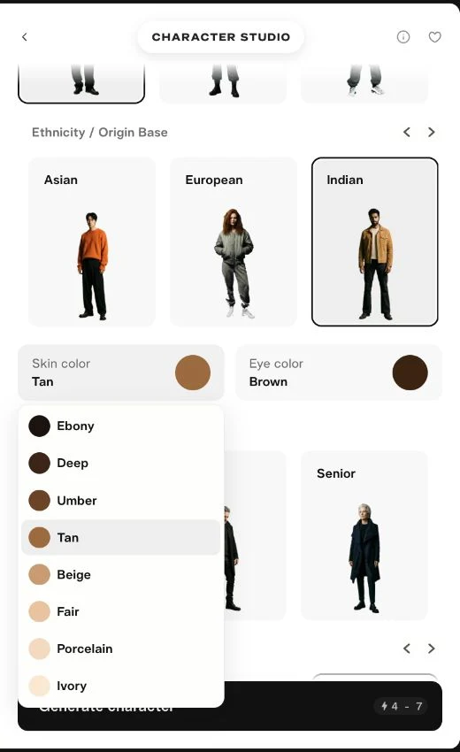 Real skin-color menu