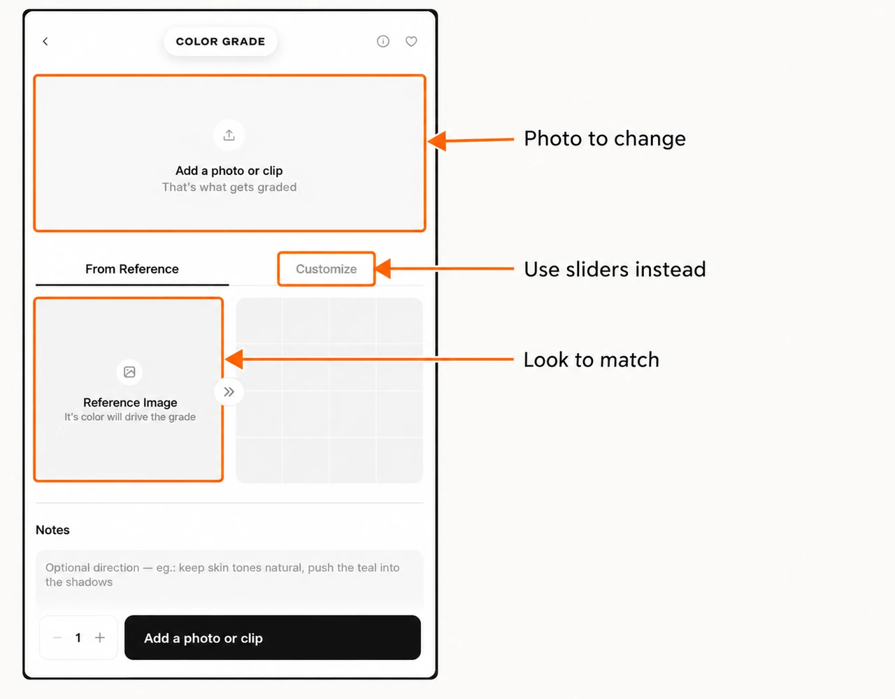 Annotated source upload card and reference workflow