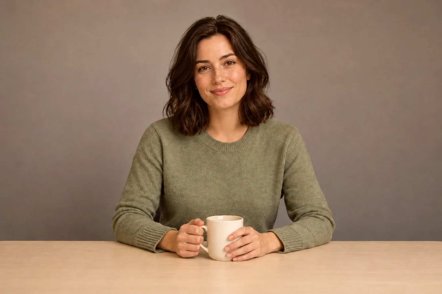 Portrait with warmer skin and beige background