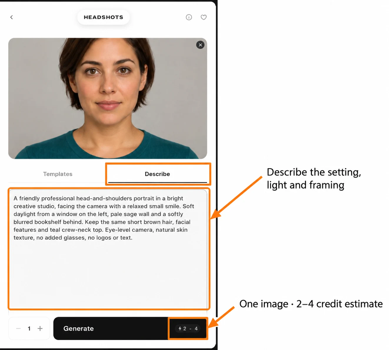 Describe tab, custom setting and estimate marked