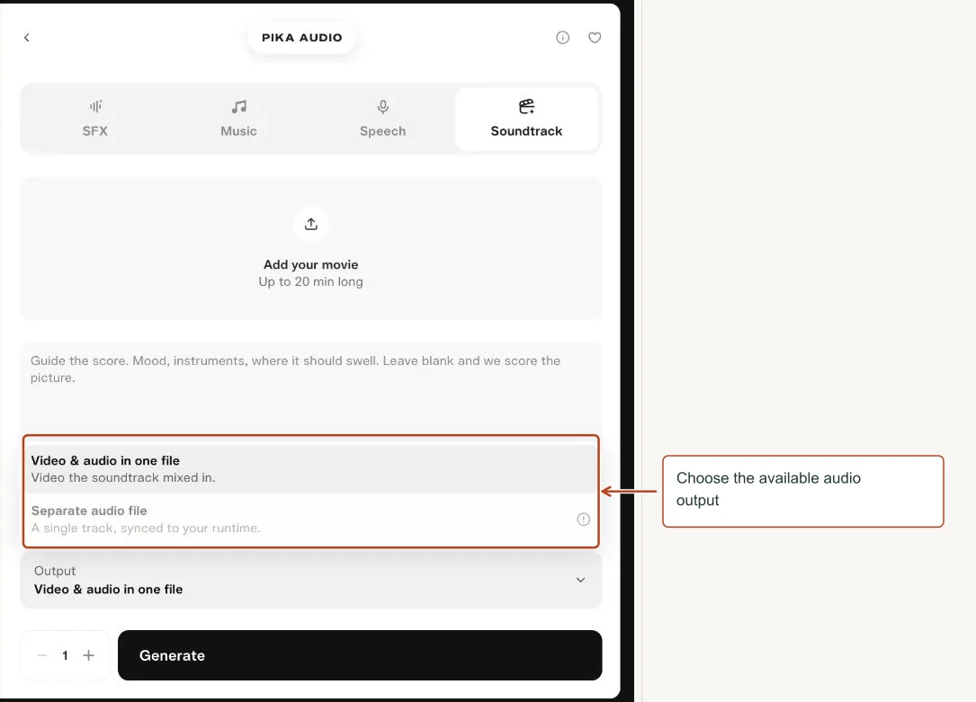 Arrows highlight: Choose the available audio output.