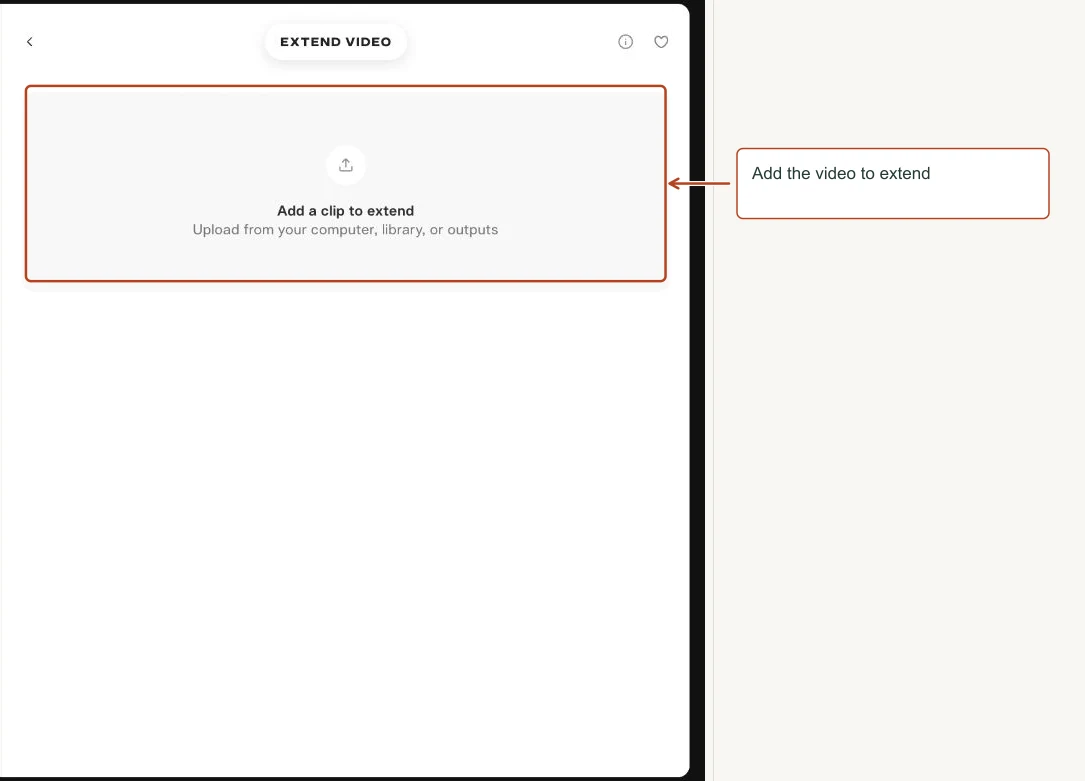 Arrows highlight: Add the video to extend.