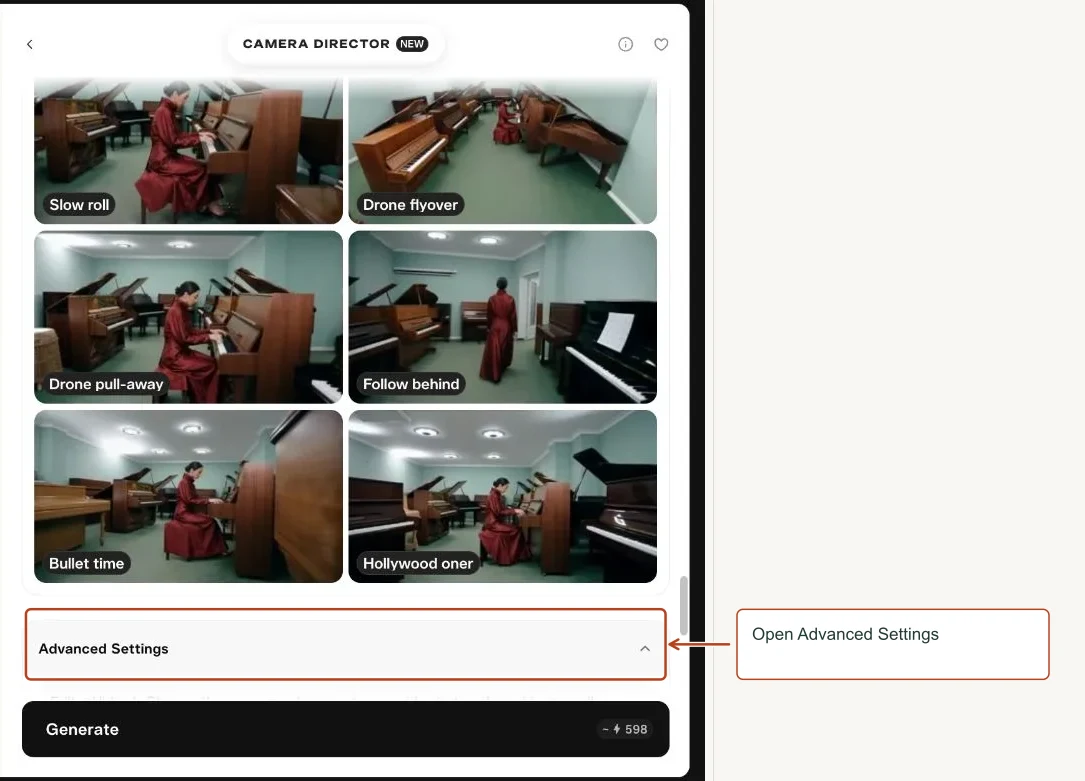Arrows highlight: Open Advanced Settings.