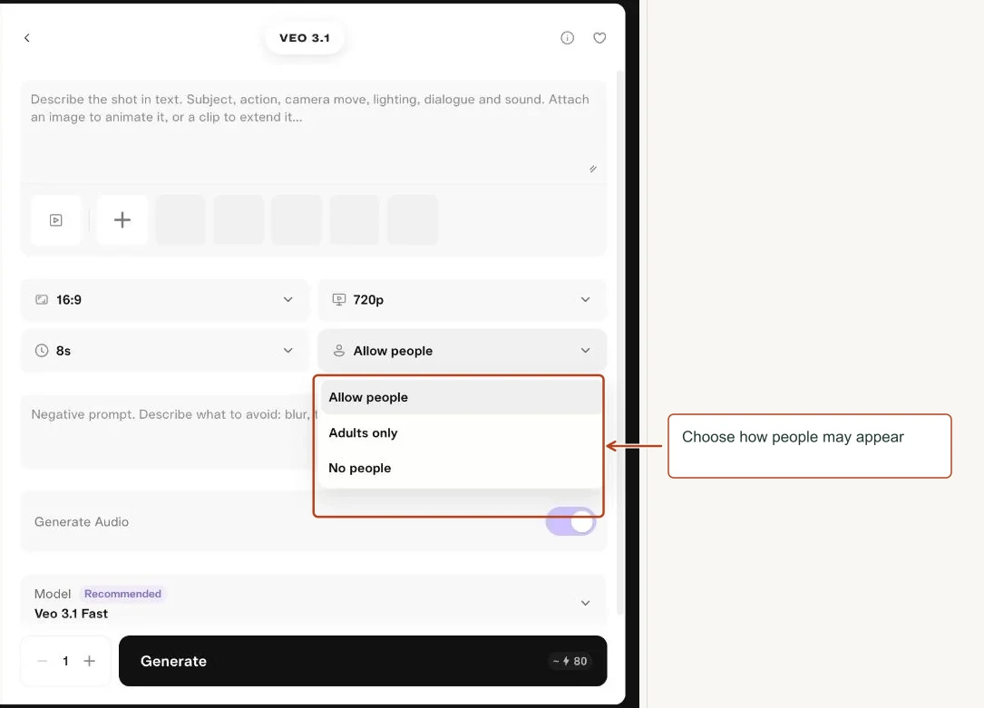 Arrows highlight: Choose how people may appear.