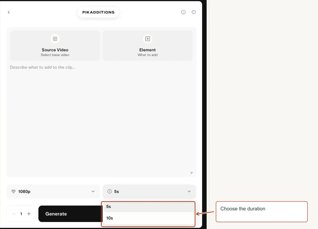Arrows highlight: Choose the duration.