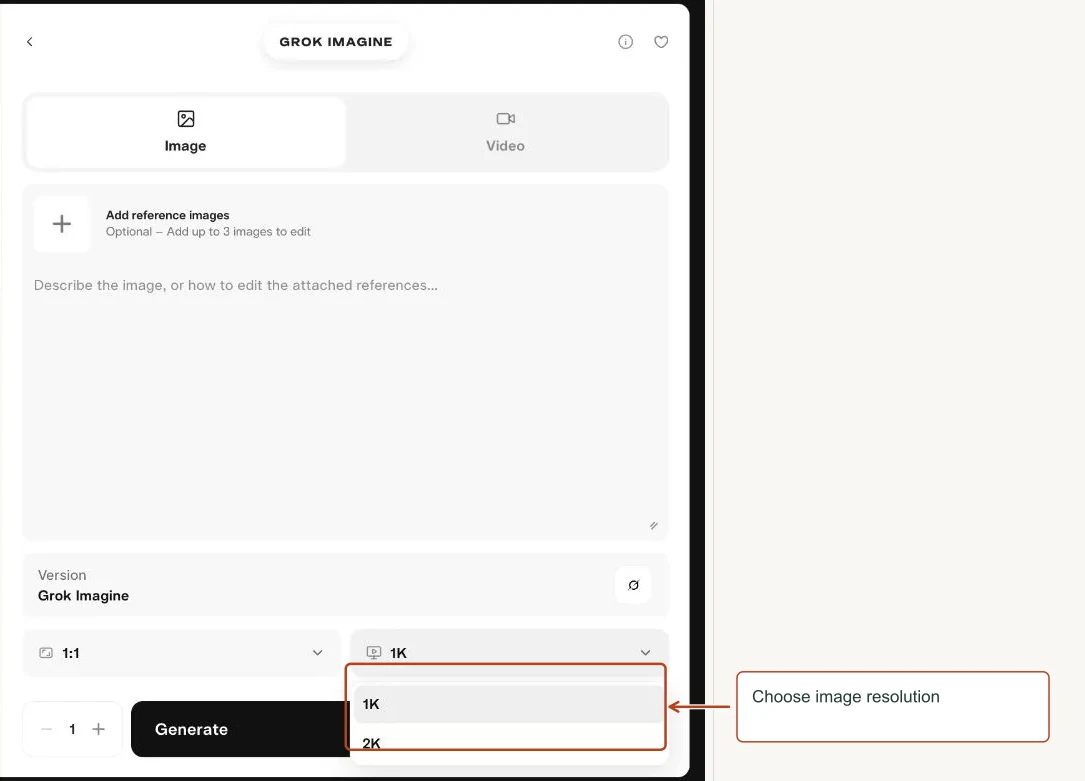 Arrows highlight: Choose image resolution.