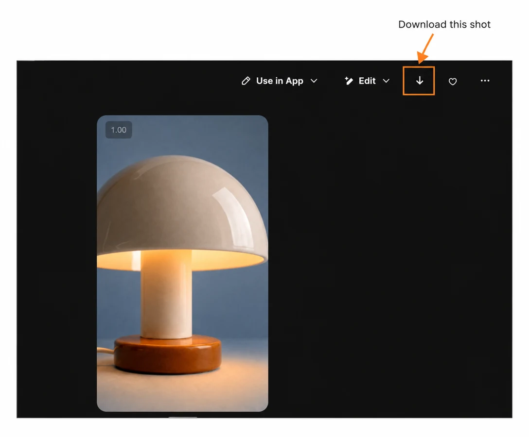 Saved opening shot with its download control marked
