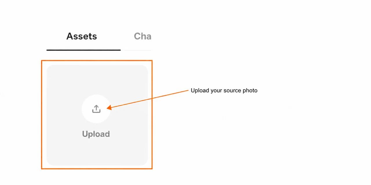 Annotated Upload card in the Assets picker
