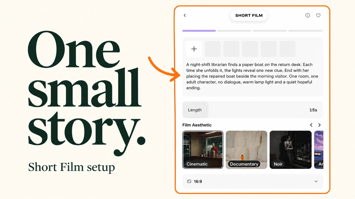 One small story. with a marked Pika short film setup screen