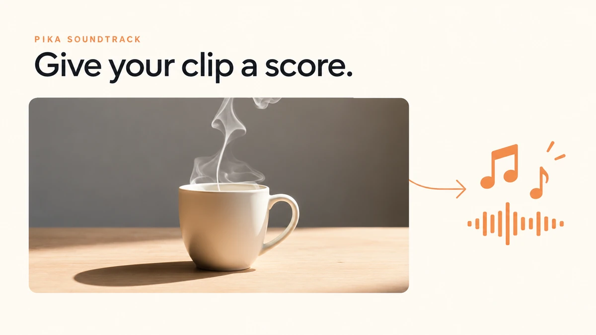Mug video frame leading to music and waveform symbols with the hook Give your clip a score.
