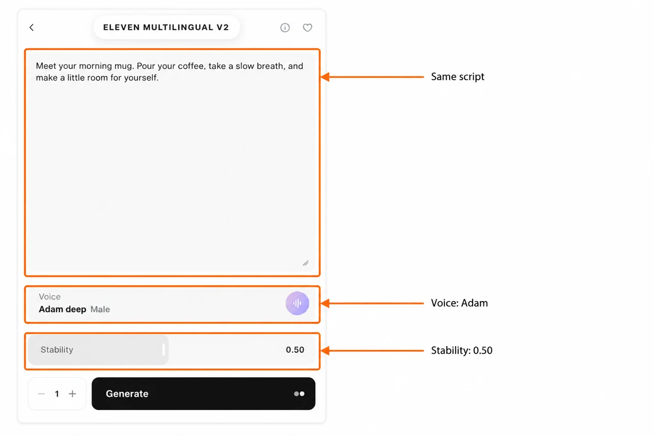 Annotated Adam input with the same script and Stability 0.50