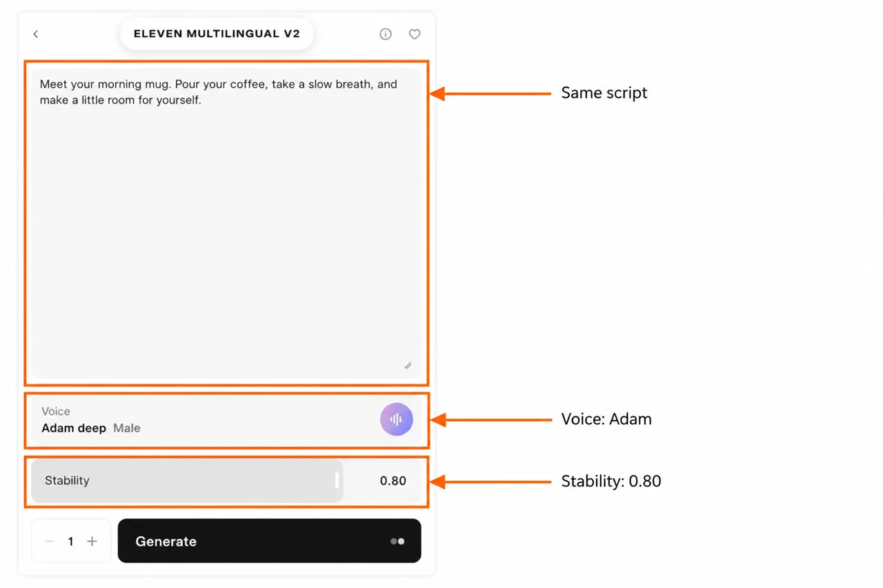 Annotated same-script Adam input with Stability set to 0.80