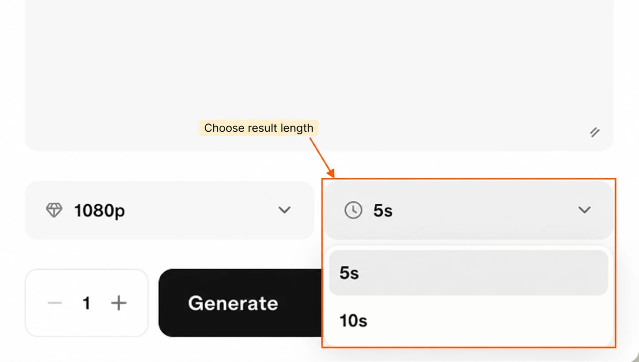 Open duration menu showing five-second and ten-second choices