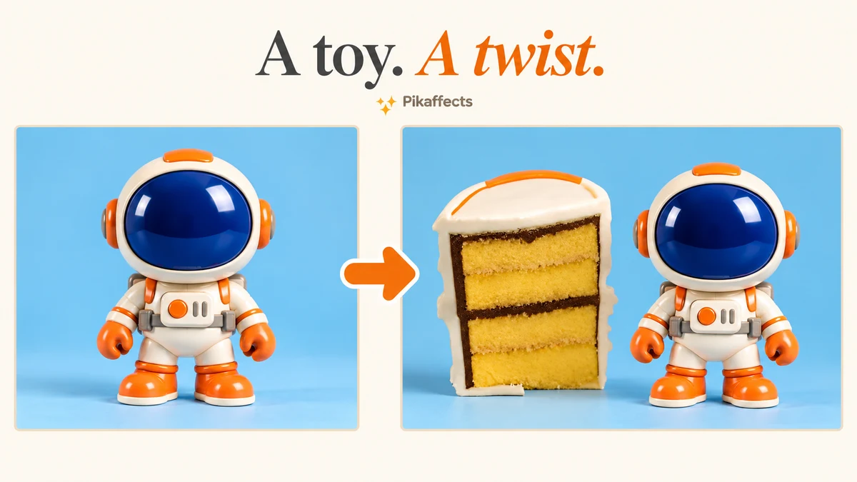 Toy photo beside a real effect frame with a short hook