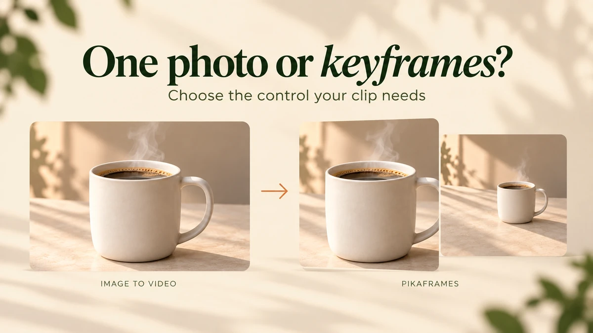 One mug photo for image-to-video beside two ordered mug photos for Pikaframes